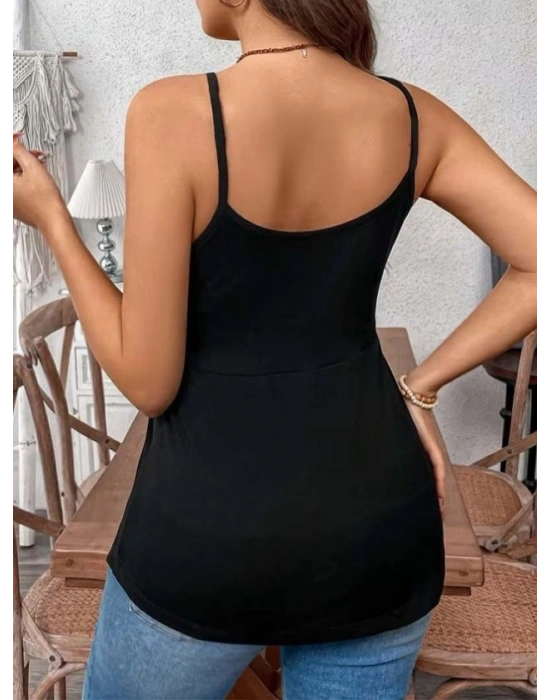 Kadın önden çapraz Askılı Uzun Vıskon Bluz