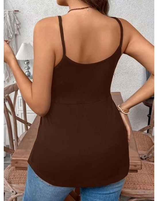 Kadın önden çapraz Askılı Uzun Vıskon Bluz