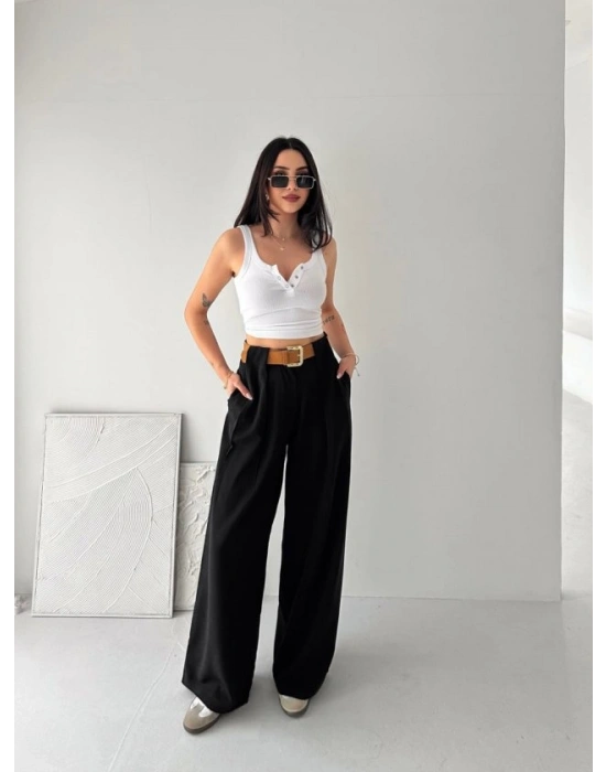 Kadın Pileli Kemerli Pantolon