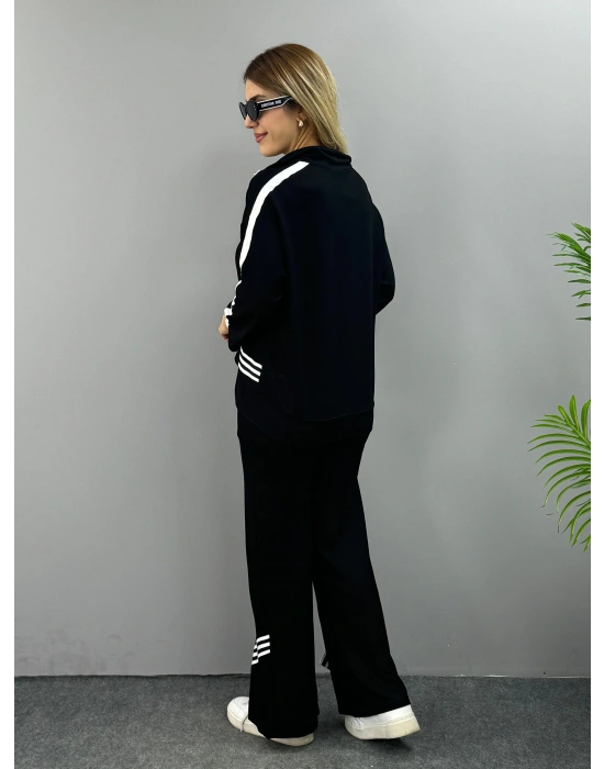 Kadın Polo Yaka Paça Yırtmaçlı Ribanalı İkili Takım