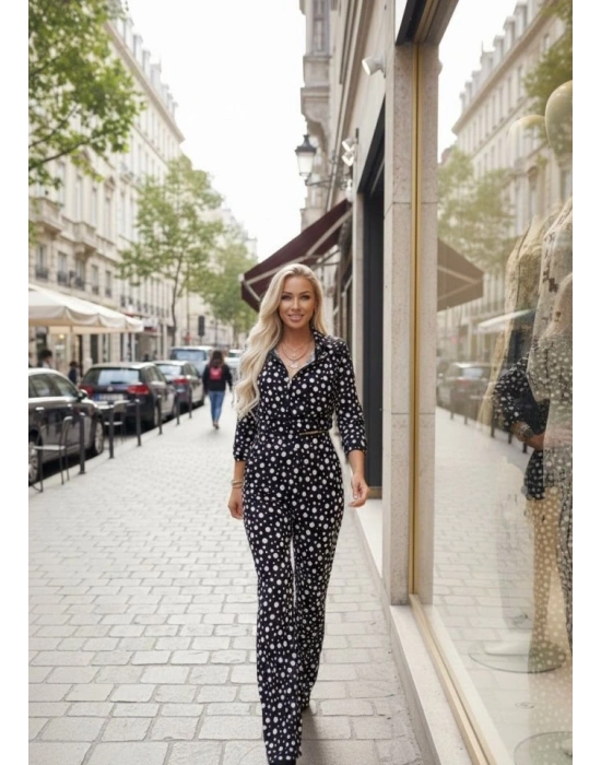 Kadın Puantiye Detay Kadife Kumaş Hırka Pantolon Ikili Takım