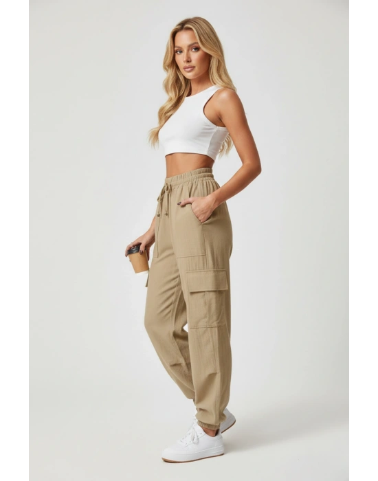 Kadın Puntolu Kargo Pantolon