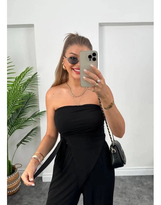 Kadın Sandy Kumaş Starplez Bluz Ve Palazzo Pantolon Ikili Takım