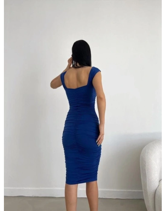 Kadın Sendy Kumaş Kalın Askılı Midi Boy Elbise