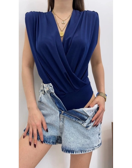 Kadın Sendy Kumaş Kruvaze Yaka Vatkalı Bluz