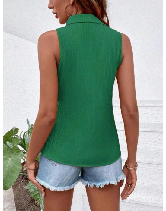 Kadın Sıfır Kol Pamela Kumaş Gömlek