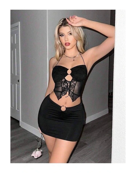 Kadın Siyah Crop 5085