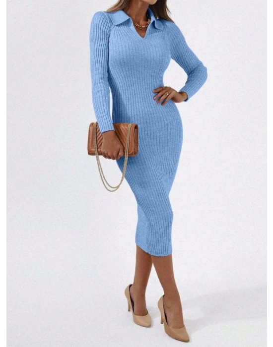 Kadın Siyah Triko Uzun Elbise