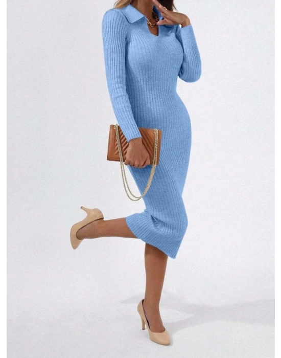 Kadın Siyah Triko Uzun Elbise