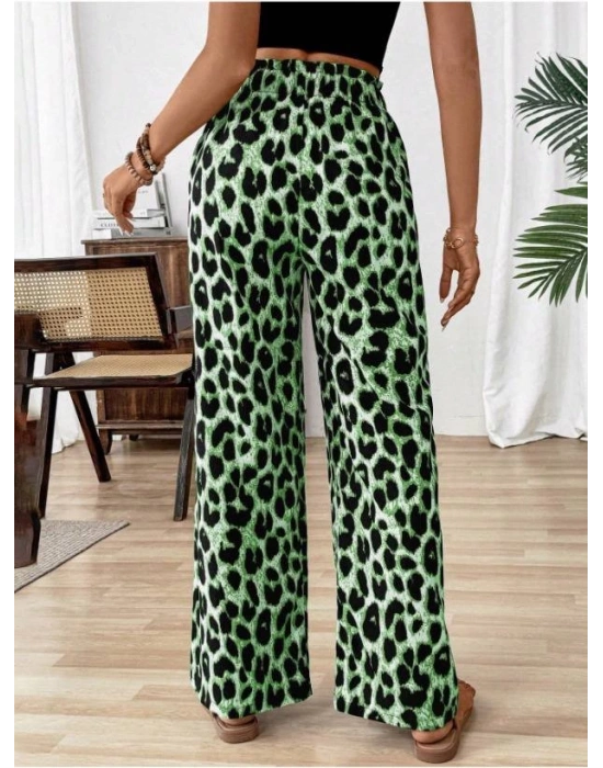Kadın Süprem Kumaş Beli Lastikli Leopar Desen Pantolon