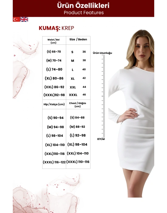 Kadın Tek Omuz Asimetrik Kesim Bodycon Elbise