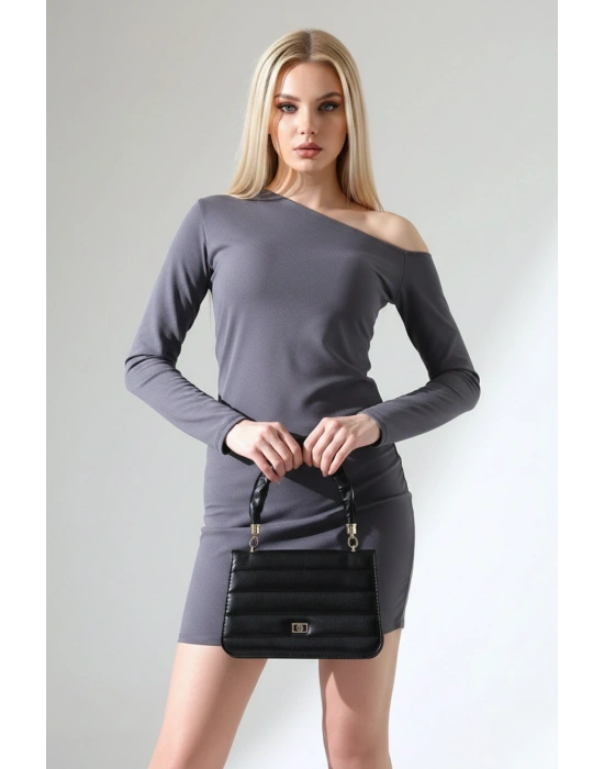 Kadın Tek Omuz Asimetrik Kesim Bodycon Elbise