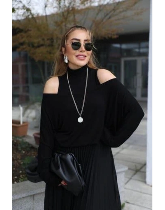 Kadın Triko Plise Ve Tül Detay Iki Parça Elbise