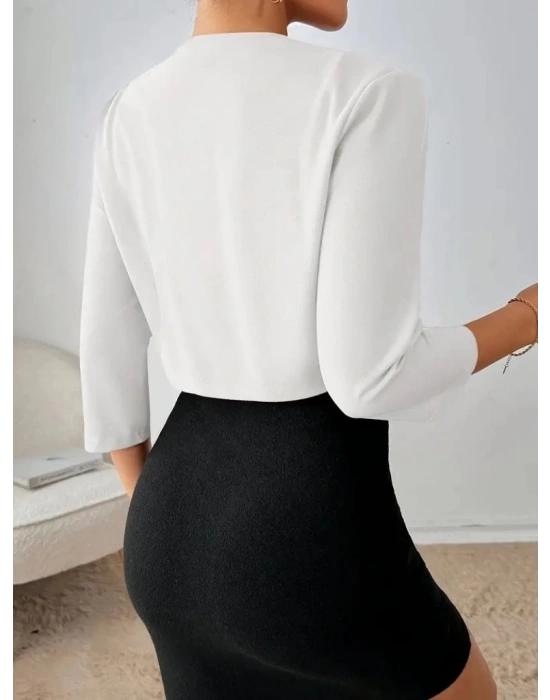 Kadın Truvakar Kol önü Açık Kısa Ithal Krep Ceket