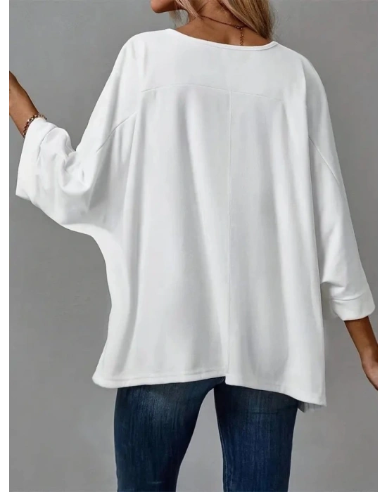 Kadın Truvakar Kollu Bisiklet Yaka Viskon Bluz