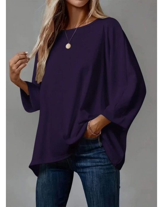 Kadın Truvakar Kollu Bisiklet Yaka Viskon Bluz