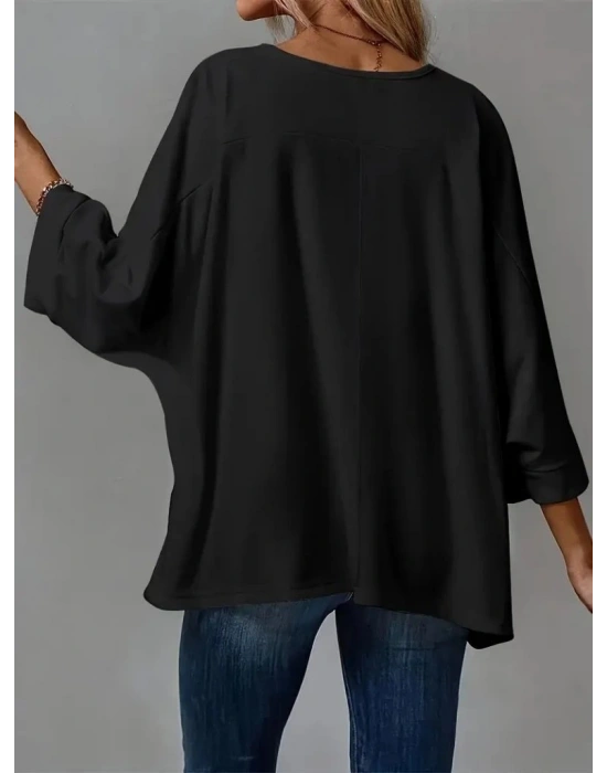 Kadın Truvakar Kollu Bisiklet Yaka Viskon Bluz