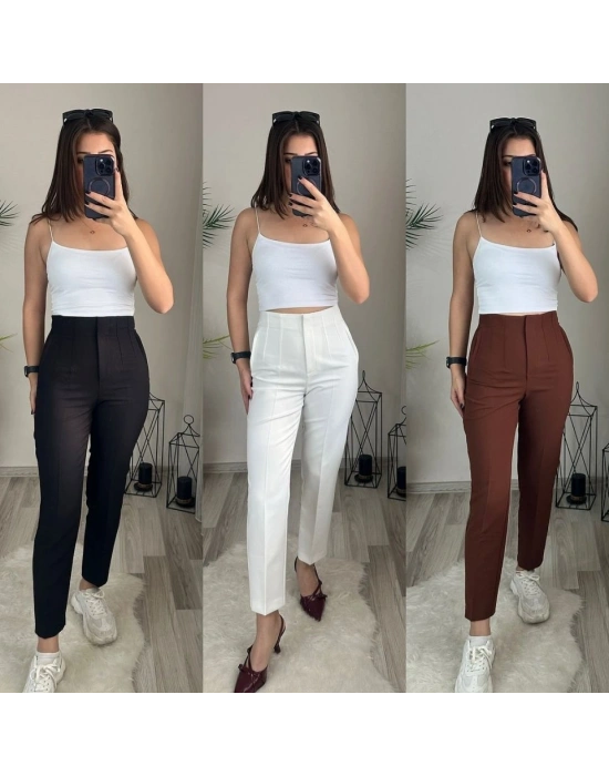 Kadın üste Oturan Paçası Bilek üzerinde Biten Krep Kumaş Kumaş Pantolon 36 (S) - 50 (5XL)