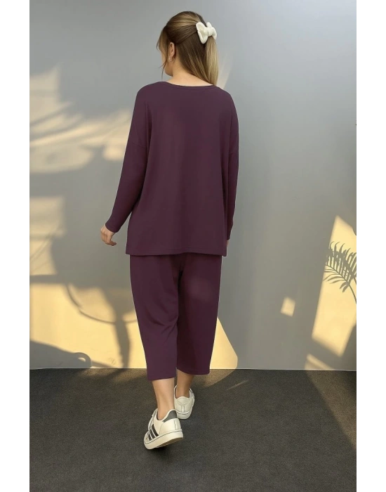 Kadın Uzun Kollu Arma Detaylı Iki Iplik Viskon Ikili Takım