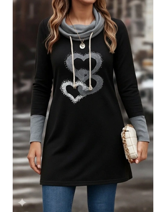 Kadın Uzun Kollu Balıkçı Yaka Bağcıklı Iki Iplik Elbise