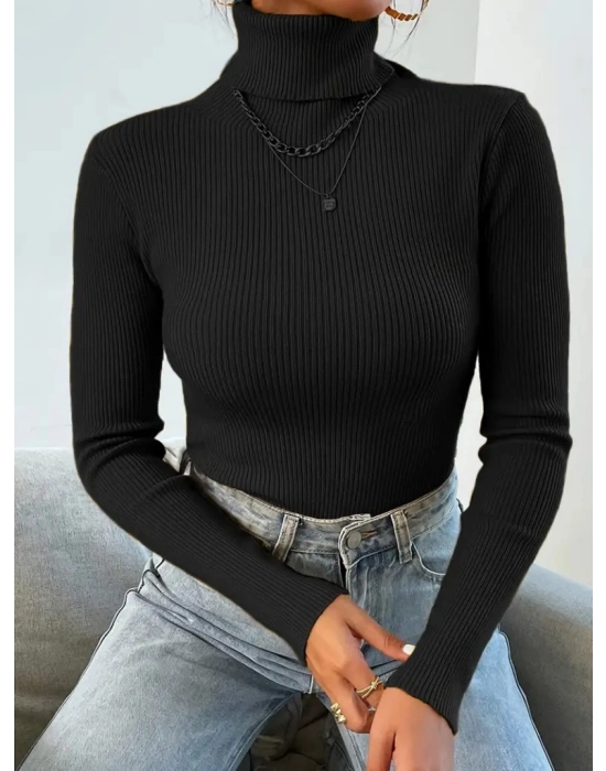 Kadın Uzun Kollu Balıkçı Yaka Kaşkorse Bluz