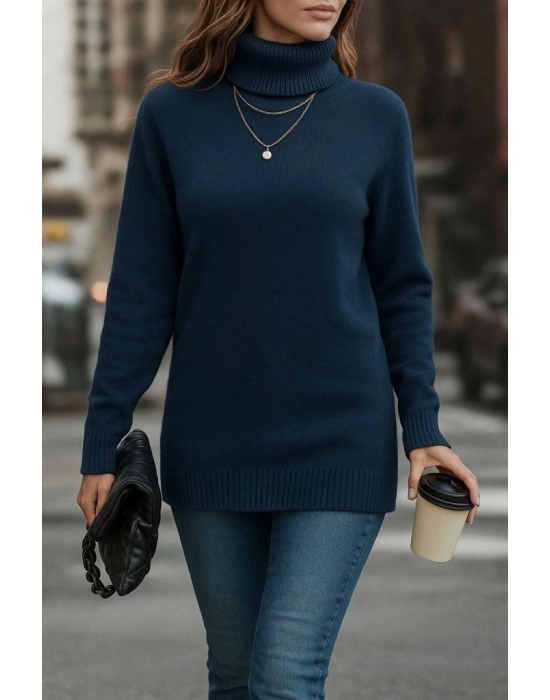 Kadın Uzun Kollu Balıkçı Yaka Triko Bluz