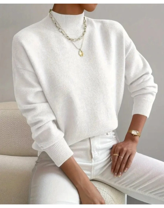 Kadın Uzun Kollu Balıkçı Yaka Triko Bluz