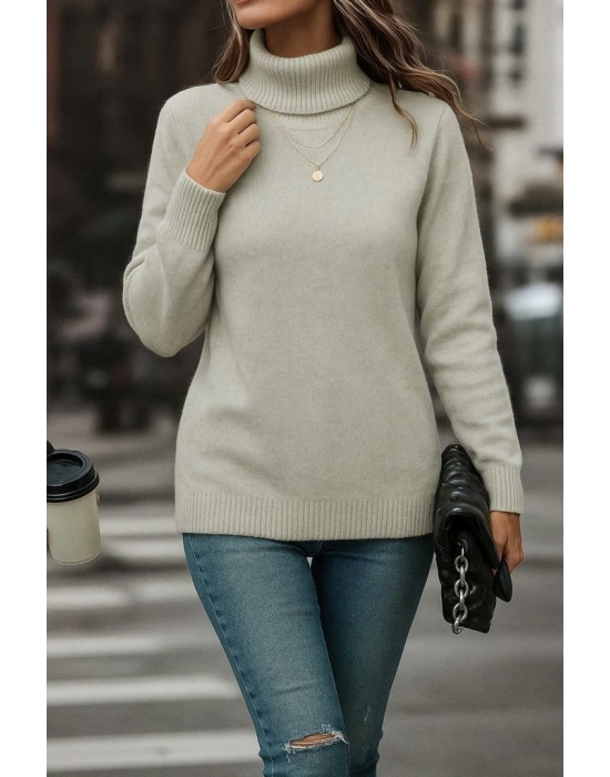 Kadın Uzun Kollu Balıkçı Yaka Triko Bluz