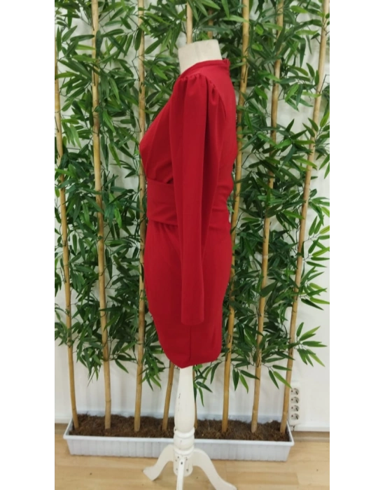 Kadın Uzun Kollu Bisiklet Yaka Bel Kemer Detay Ithal Krep Elbise