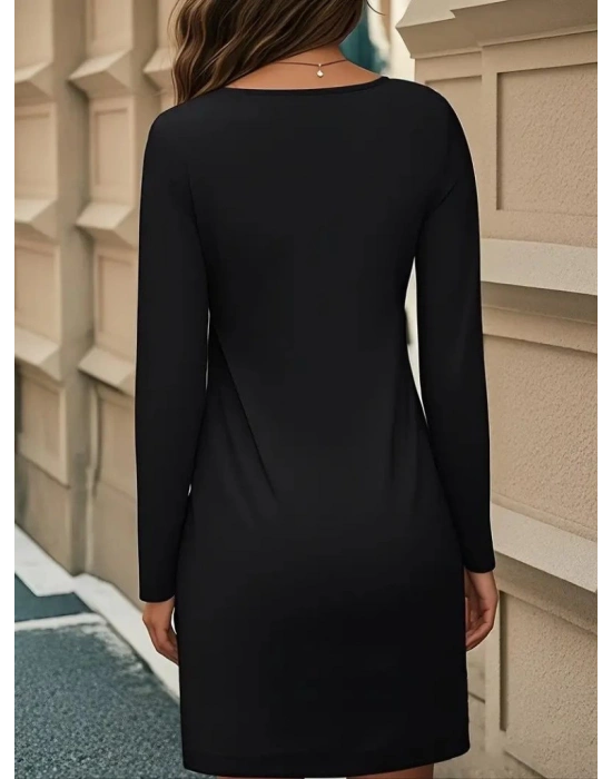 Kadın Uzun Kollu Bisiklet Yaka çiçek Desenli Mini Dalgıç Elbise