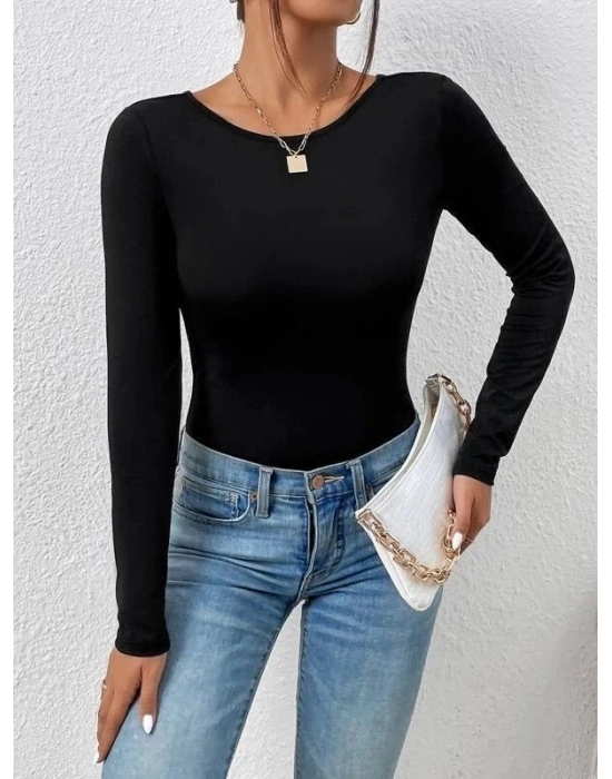 Kadın Uzun Kollu Bisiklet Yaka Süprem Bluz