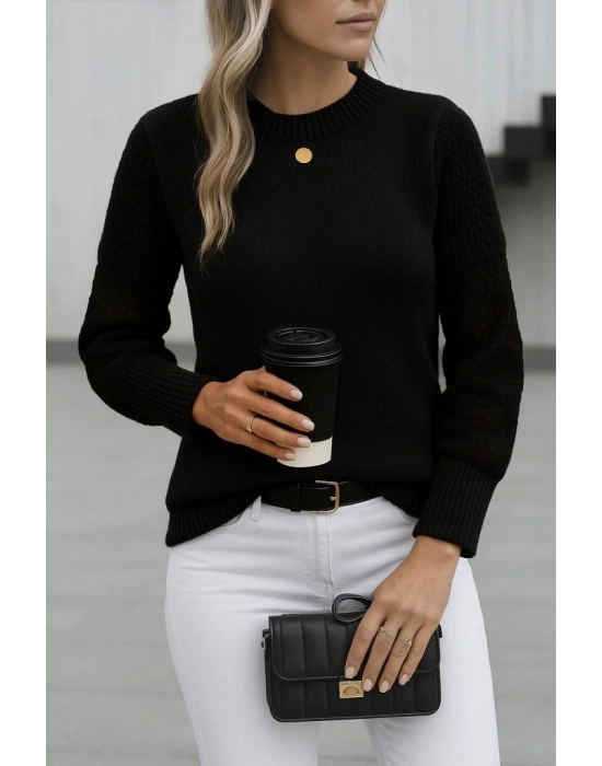 Kadın Uzun Kollu Bisiklet Yaka Triko Bluz