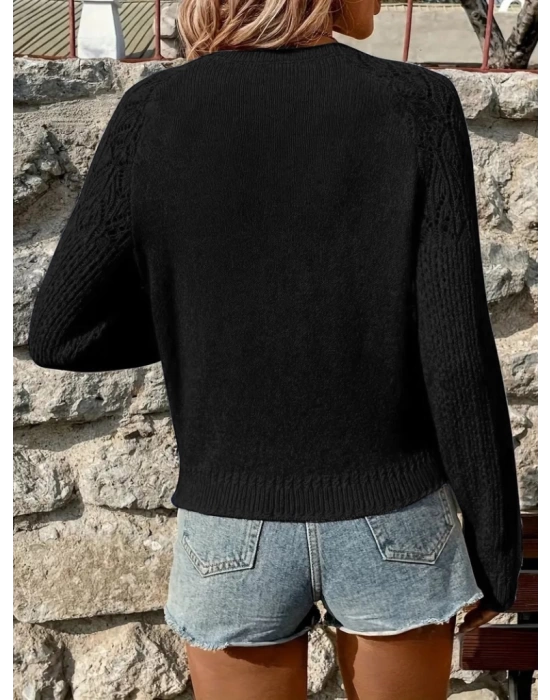 Kadın Uzun Kollu Bisiklet Yaka Triko Bluz