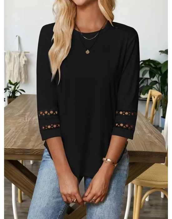 Kadın Uzun Kollu Bisiklet Yaka Truvakar Kollu Viskon Bluz