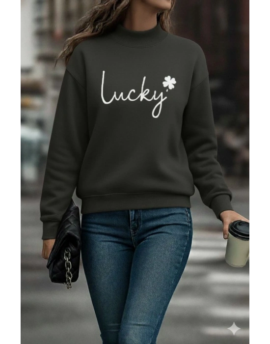 Kadın Uzun Kollu Bisiklet Yaka Viskon Iki Iplik Bluz