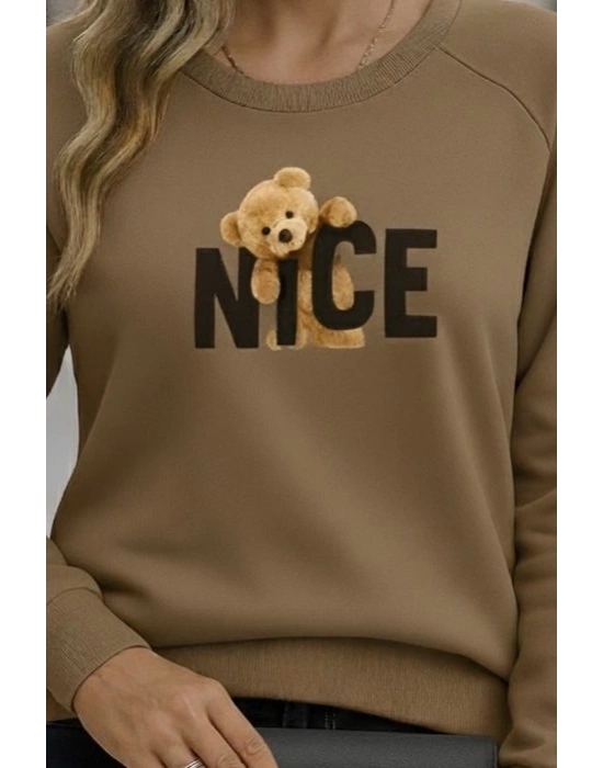 Kadın Uzun Kollu Bisiklet Yaka Viskon Iki Iplik Bluz