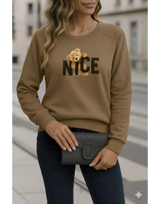 Kadın Uzun Kollu Bisiklet Yaka Viskon Iki Iplik Bluz