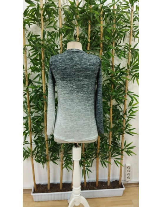 Kadın Uzun Kollu Bisiklet Yakalı Desenli Süprem Bluz