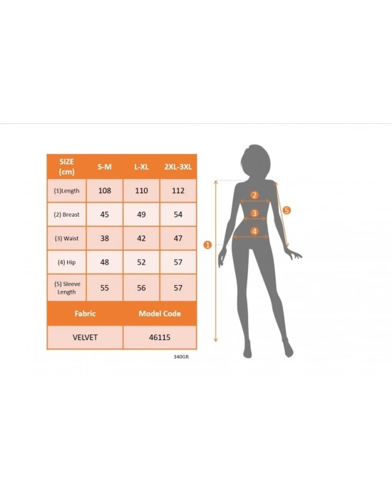 Kadın Uzun Kollu Bot Yaka Yanı Taş Detaylı Midi Kadife Elbise