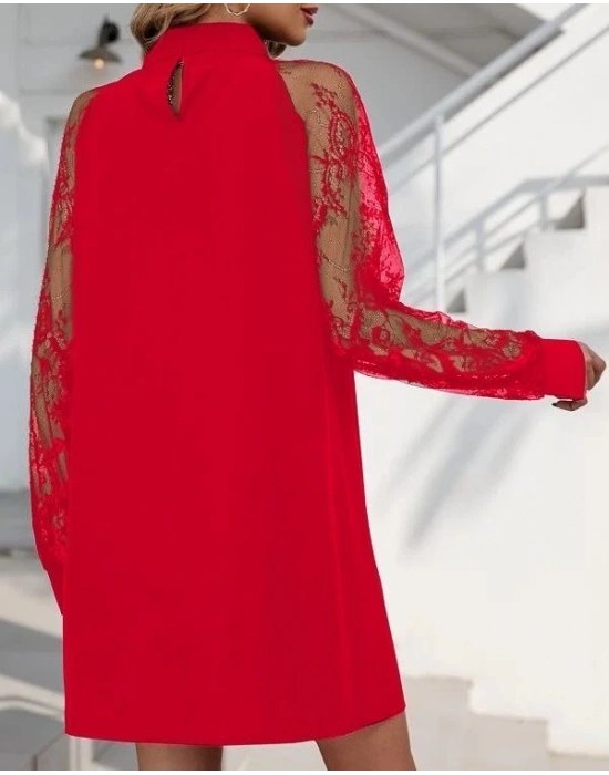 Kadın Uzun Kollu Damla Detaylı Sandy Mini Elbise