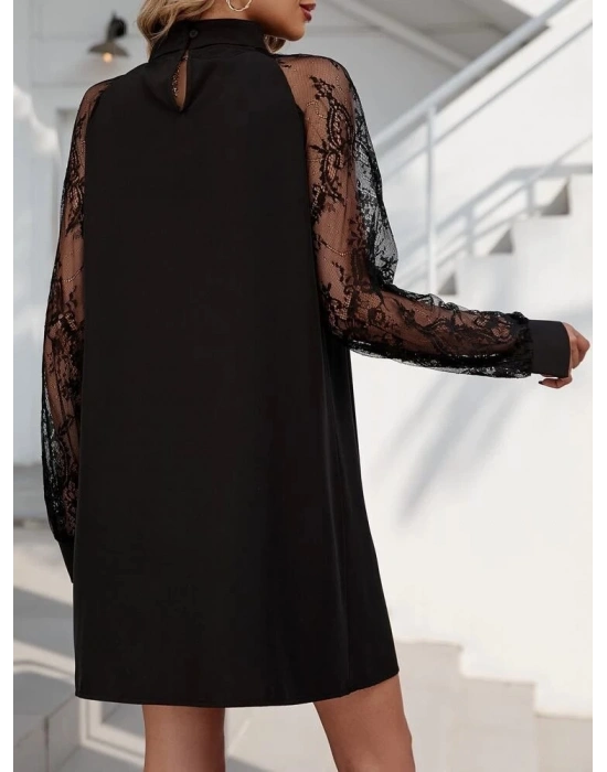 Kadın Uzun Kollu Damla Detaylı Sandy Mini Elbise