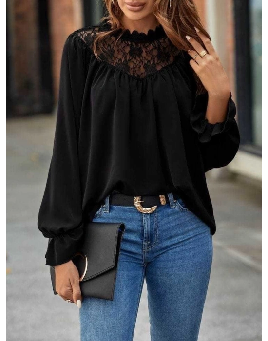 Kadın Uzun Kollu Dantelli Salaş Sandy Bluz