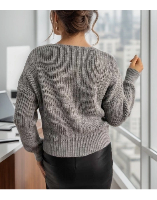 Kadın Uzun Kollu Düğme Detay Triko Hırka