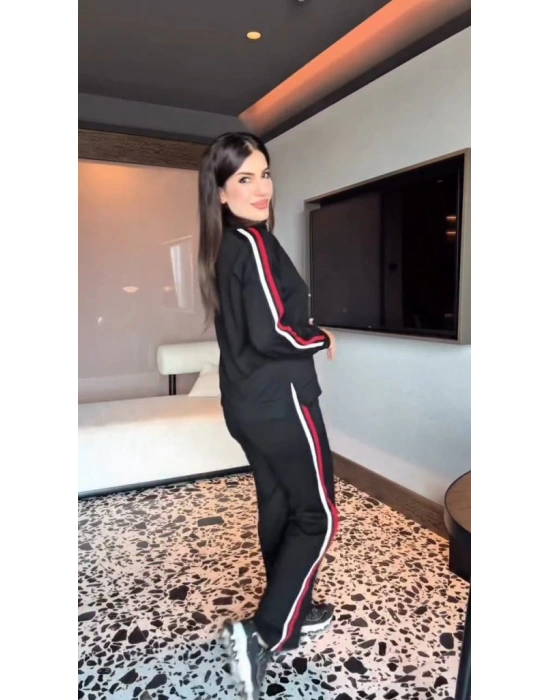 Kadın Uzun Kollu Fermuarlı Viskon Iki Iplik Bluz Ve Pantolon Ikili Takım