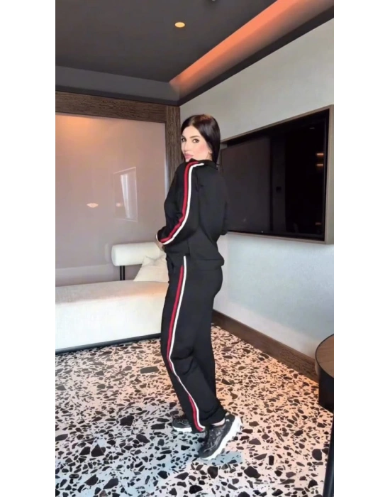 Kadın Uzun Kollu Fermuarlı Viskon Iki Iplik Bluz Ve Pantolon Ikili Takım