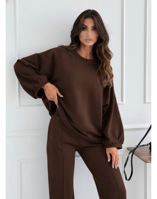 Kadın Uzun Kollu Geniş Kesim Modal Bluz Ve Pantolon Ikili Takım