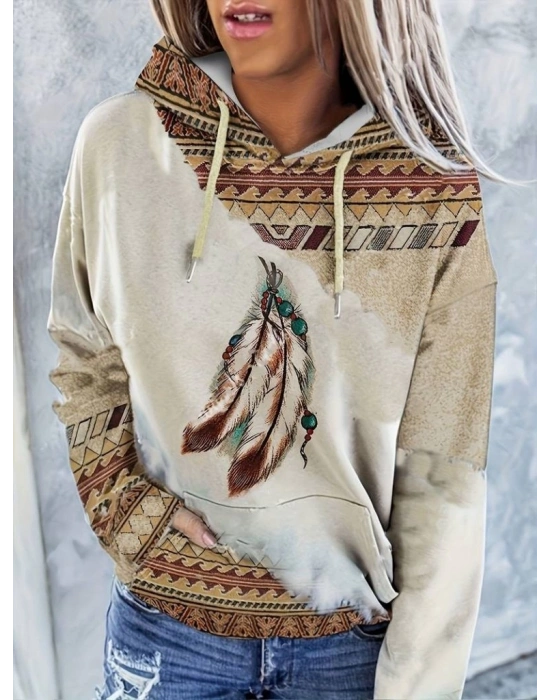 Kadın Uzun Kollu Kapşonlu Bağcıklı şardonlu Dalgıç Bluz