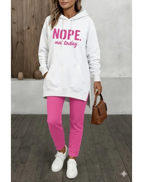 Kadın Uzun Kollu Kapşonlu Bağcıklı Viskon Iki Iplik Sweat