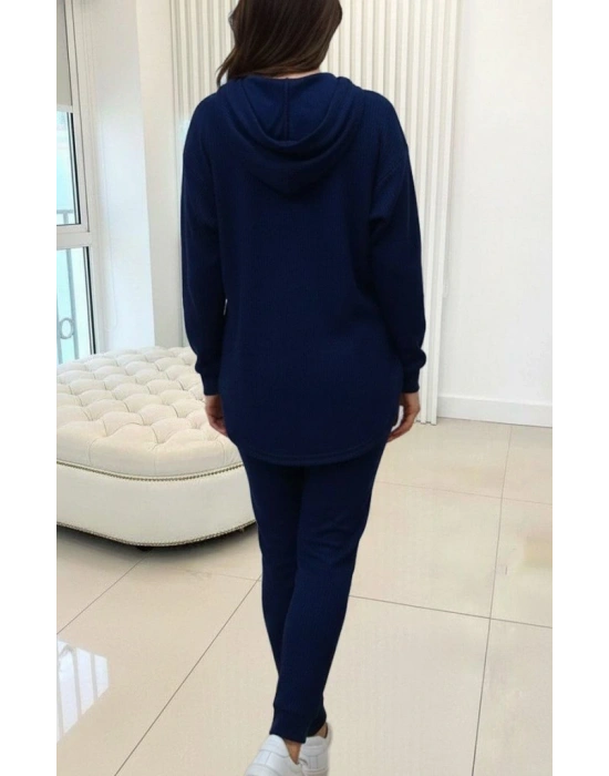 Kadın Uzun Kollu Kapşonlu Meloni Bluz Ve Pantolon Ikili Takım