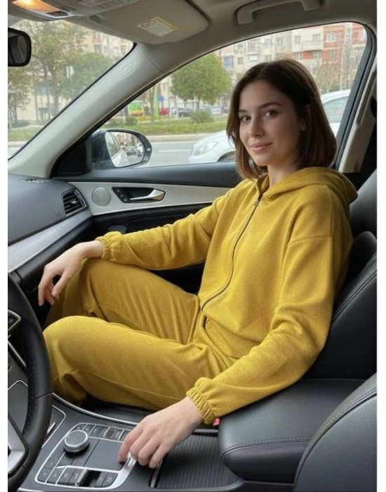 Kadın Uzun Kollu Kapüşonlu Hırka Ve Pantolon Ikili Takim